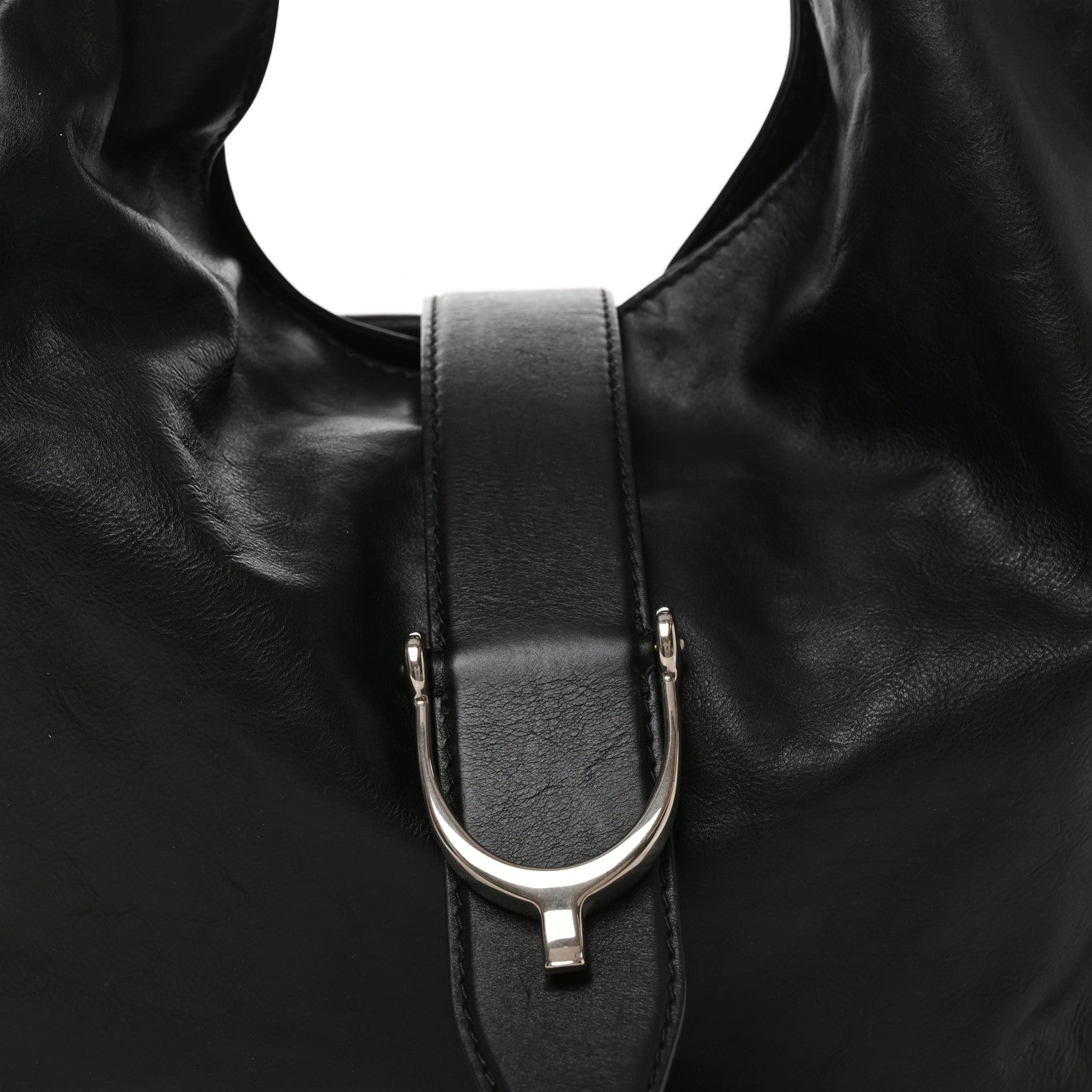Gucci Calfskin Large Soft Stirrup Shoulder Bag Black 8 of 10