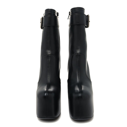 Saint Laurent Calfskin Mina 85 Boots 38.5 Black 2 of 7