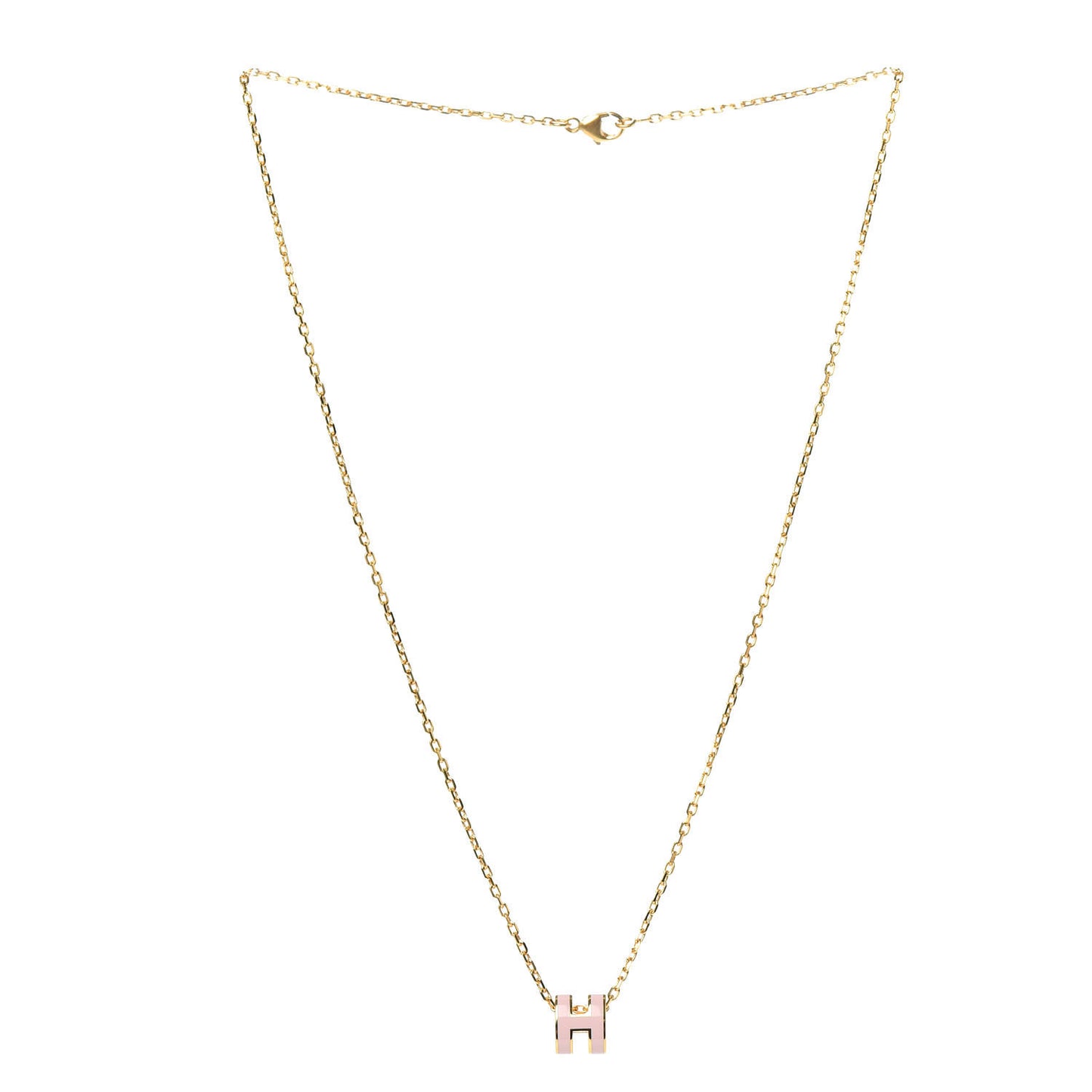 Lacquered Gold Mini Pop H Pendant Necklace Rose Dragee