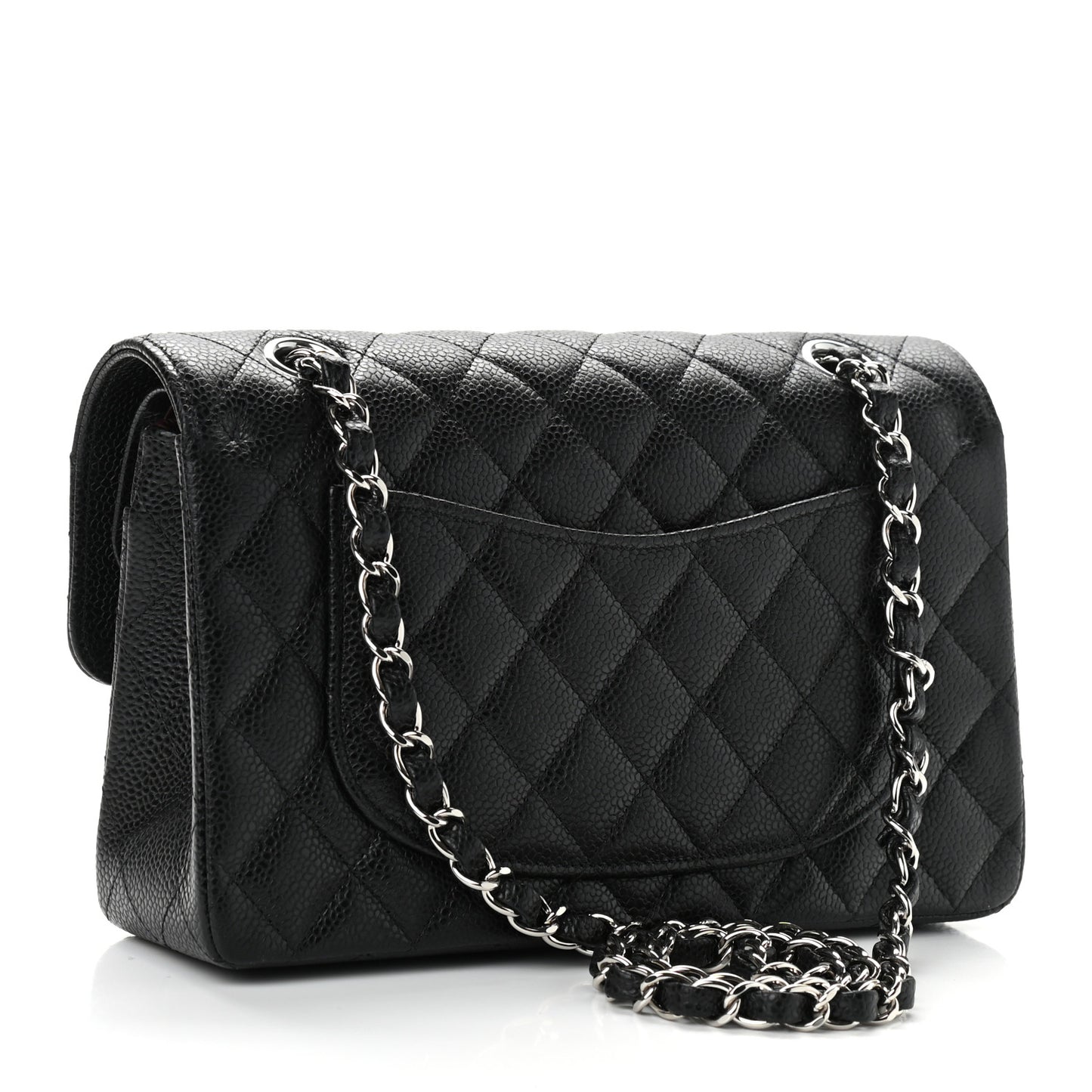 Caviar Quilted Small Double Flap Black