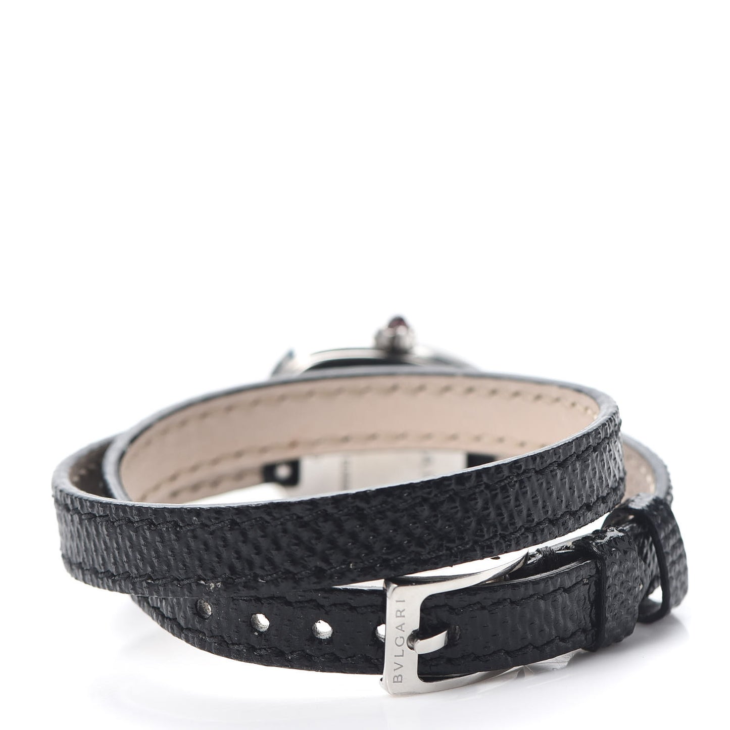Stainless Steel Lizard 20mm Serpenti Double Wrap Quartz Watch Black