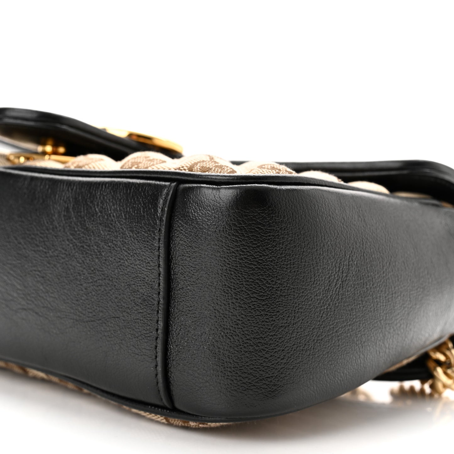 Monogram Matelasse Diagonal Small GG Marmont Shoulder Bag Beige Black