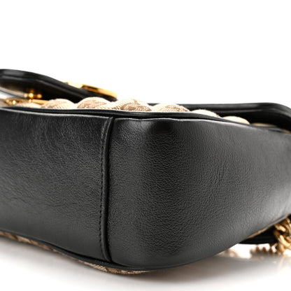 Gucci Monogram Matelasse Diagonal Small GG Marmont Shoulder Bag Beige Black 10 of 10