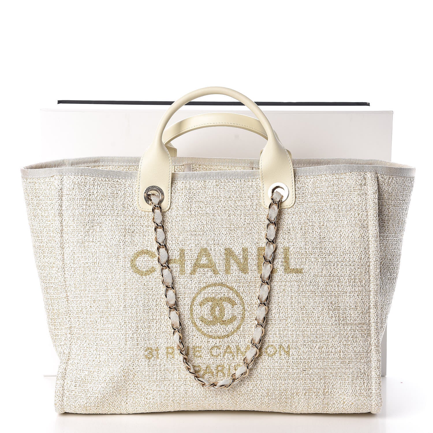 Chanel Canvas Large Deauville Tote Ivory 8 of 8