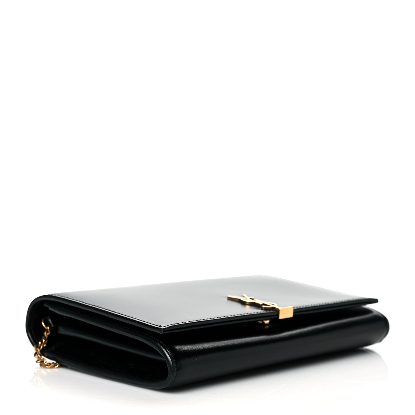 Glossy Calfskin Monogram Chain Wallet Black