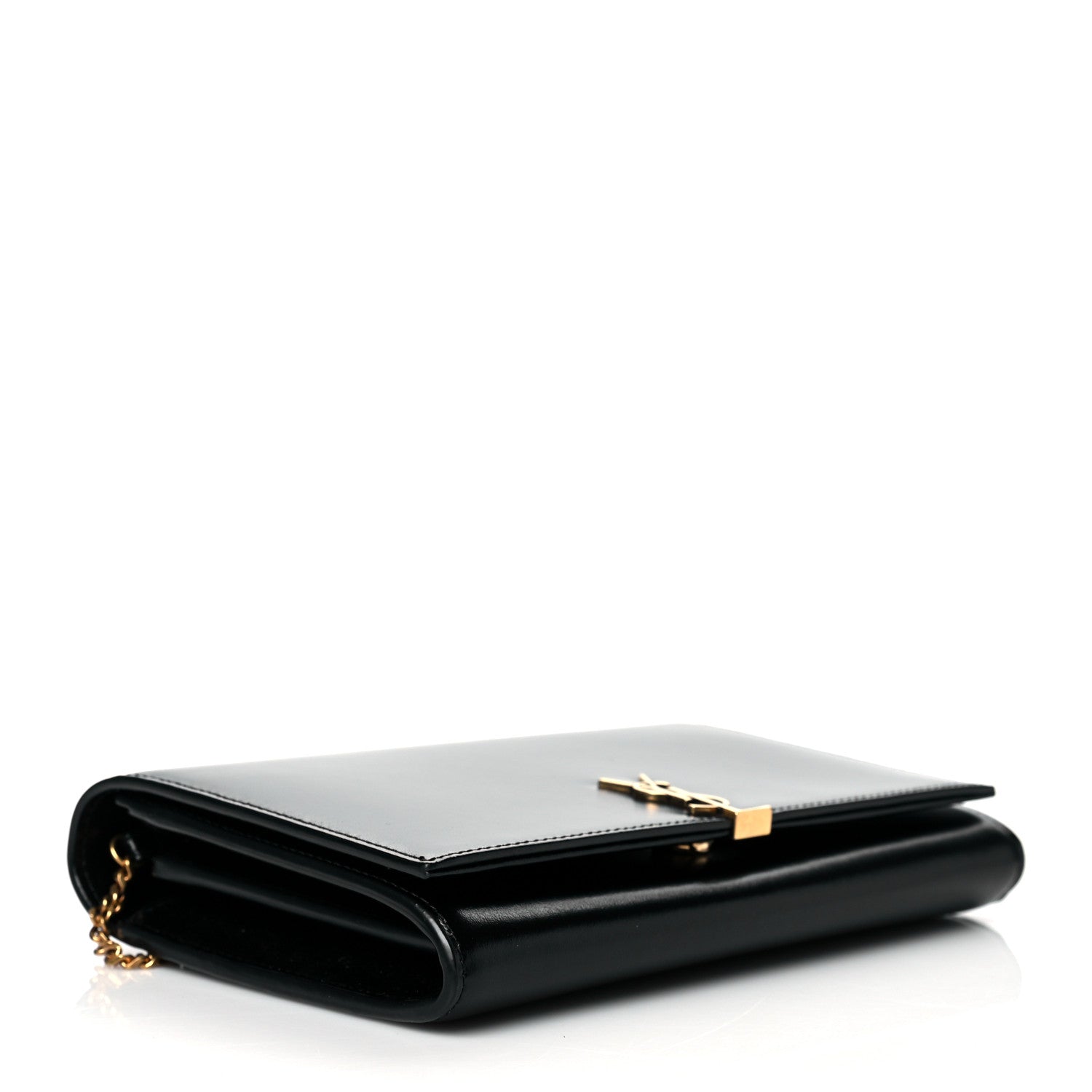 Saint Laurent Glossy Calfskin Monogram Chain Wallet Black 3 of 10