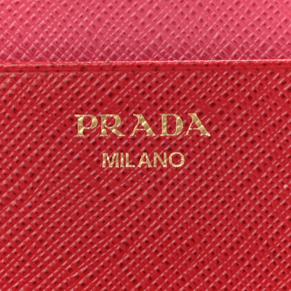 Prada Saffiano Metal Card Holder Fuoco Peonia 6 of 12