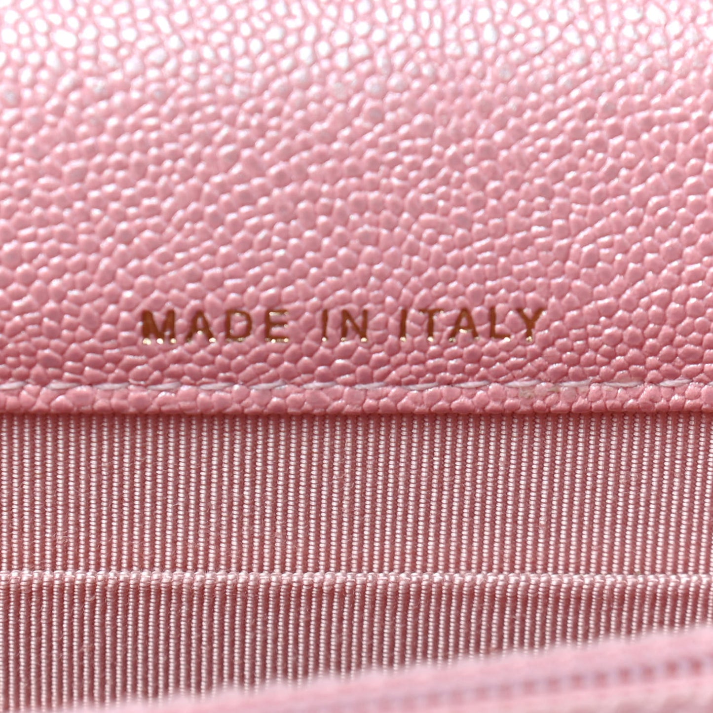 Iridescent Caviar Quilted Square Wallet On Chain WOC Rose Pink