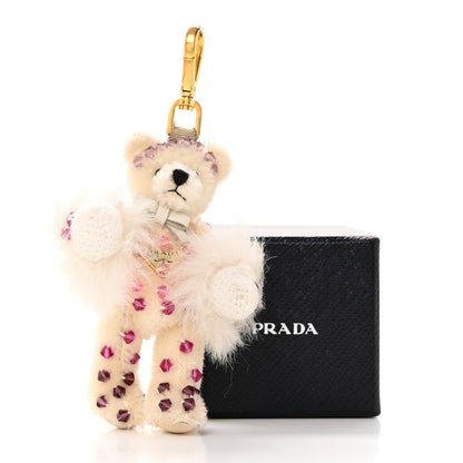 Prada Crystal Teddy Bear Keychain White Multicolor 9 of 9