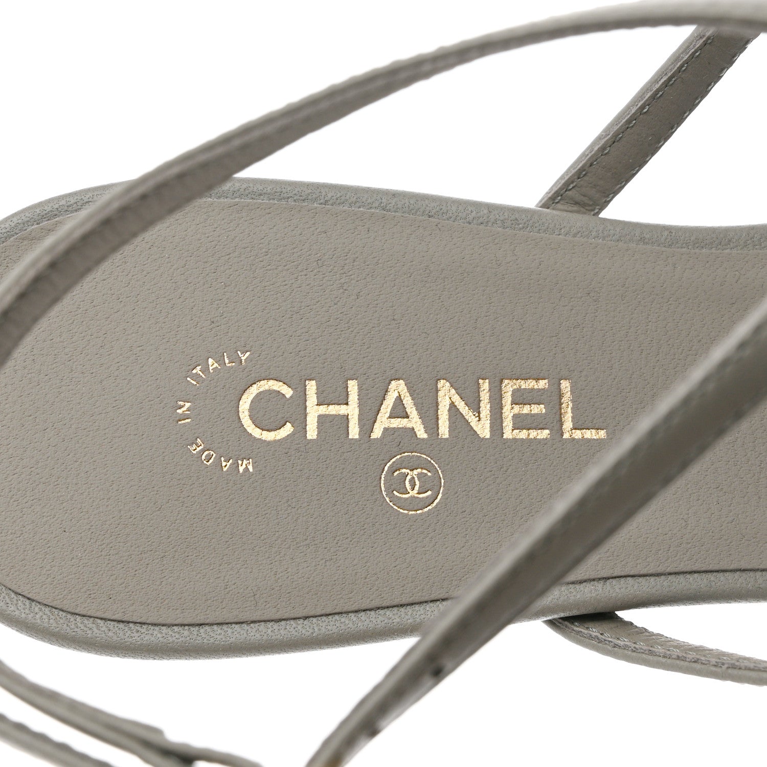 Chanel Lambskin Camellia Criss Cross Sandals 36.5 Grey 6 of 8