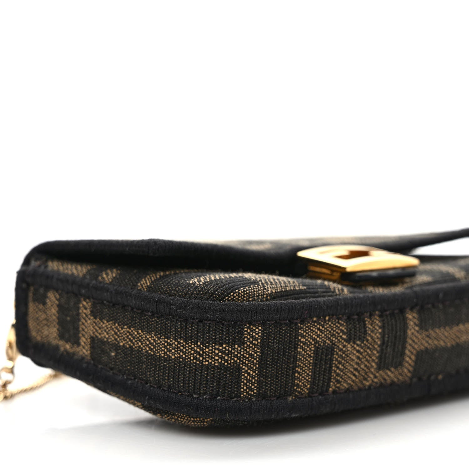 Fendi Fabric Jacquard FF 1974 Nano Baguette Charm Tobacco Moro Black 6 of 7