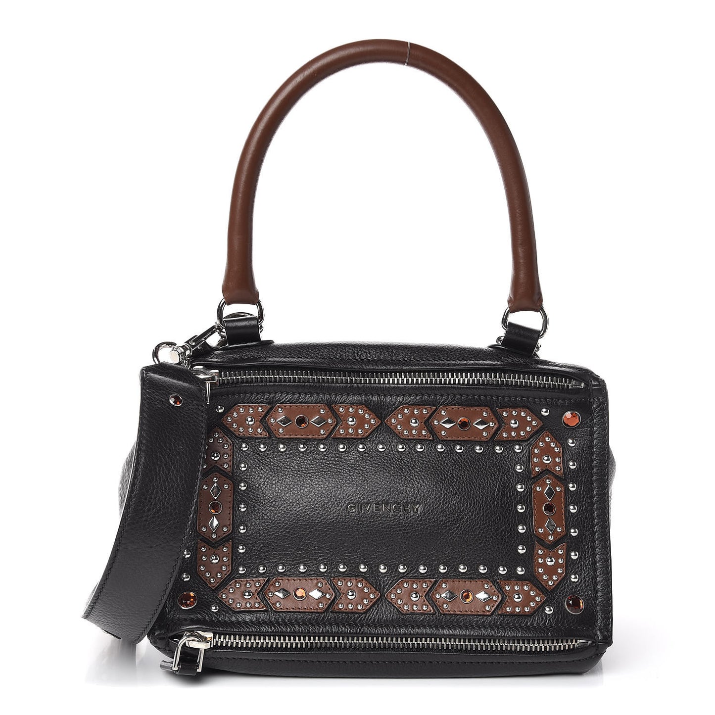 Calfskin Small Studded Pandora Black Brown