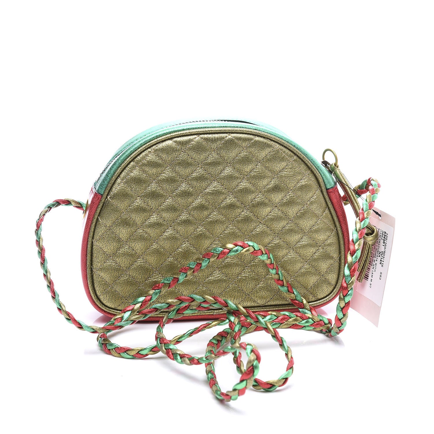Gucci Laminated Nappa Trapuntata Mini Zumi Dome Shoulder Bag Rosso Jasmine Green Rame 2 of 10