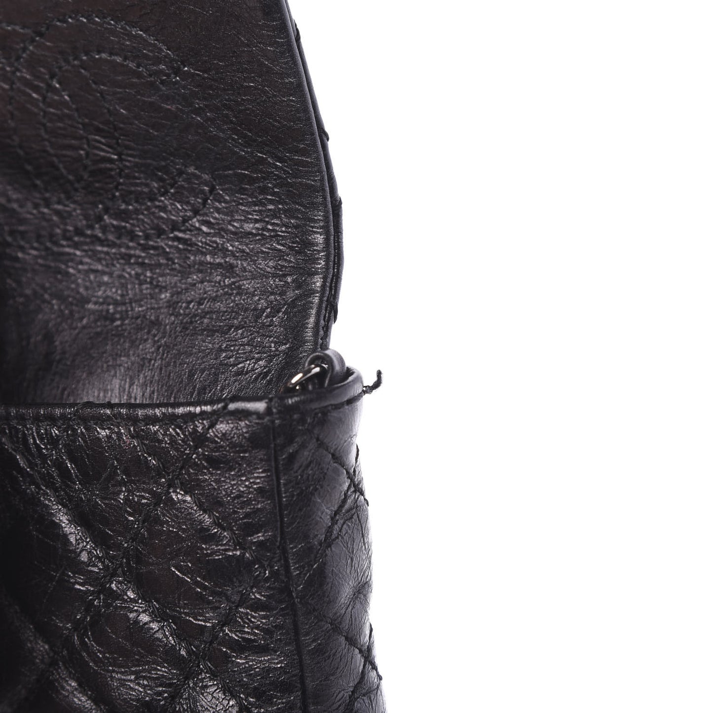 Metallic Aged Calfskin Quilted 2.55 Reissue Phone Case Black