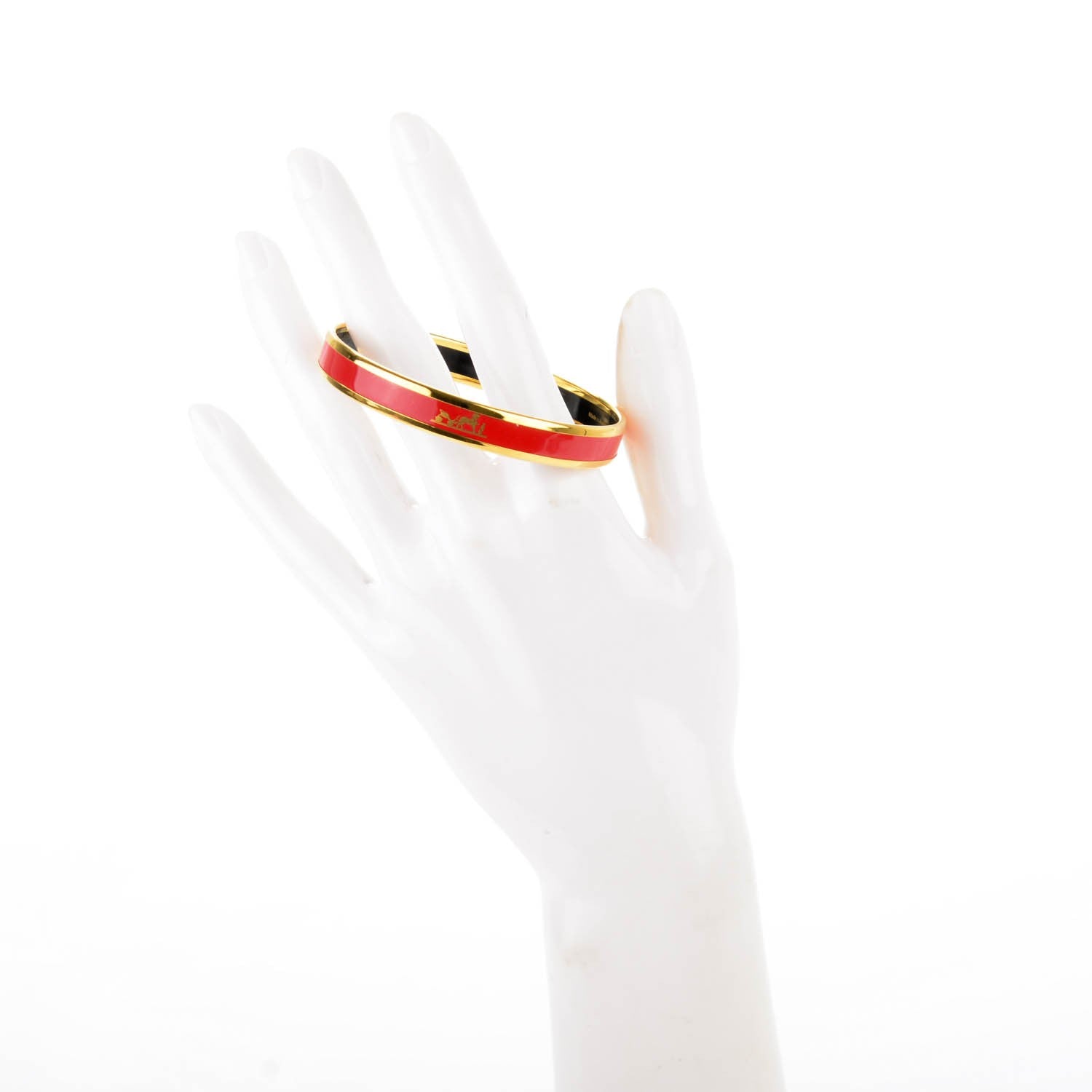 Hermes Enamel Printed Narrow Caleche Bracelet 65 Rouge Vif 2 of 5
