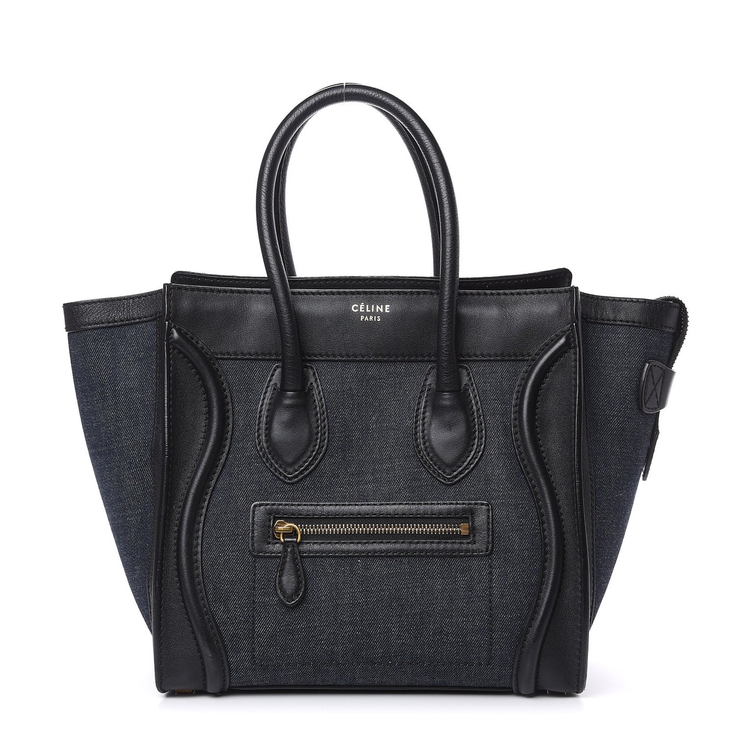 Smooth Calfskin Denim Micro Luggage Navy Black