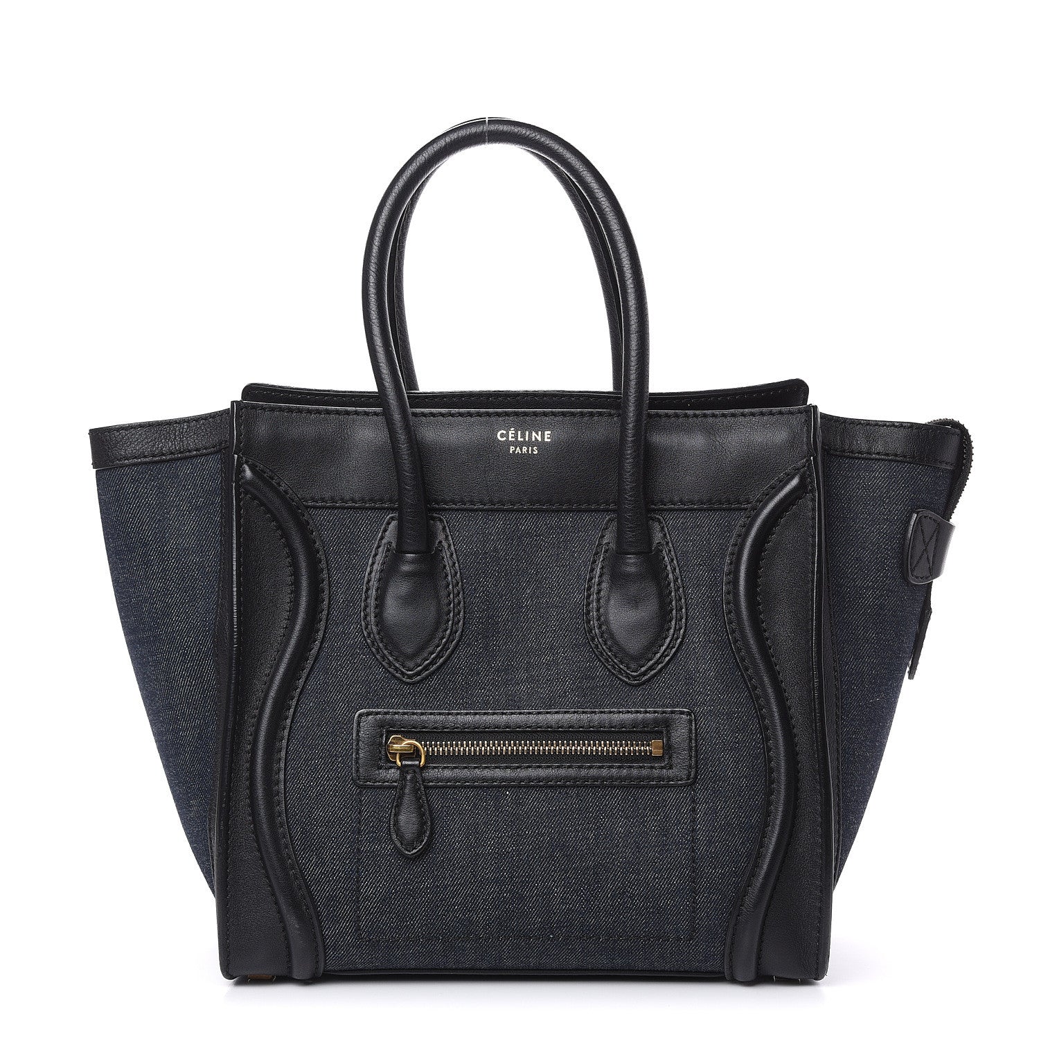 Celine Smooth Calfskin Denim Micro Luggage Navy Black 1 of 17