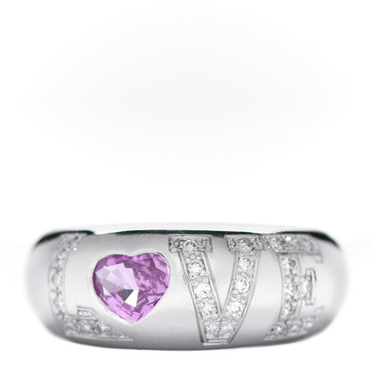 Chopard 18K White Gold Diamond Pink Sapphire Love Ring 52 6 1 of 5