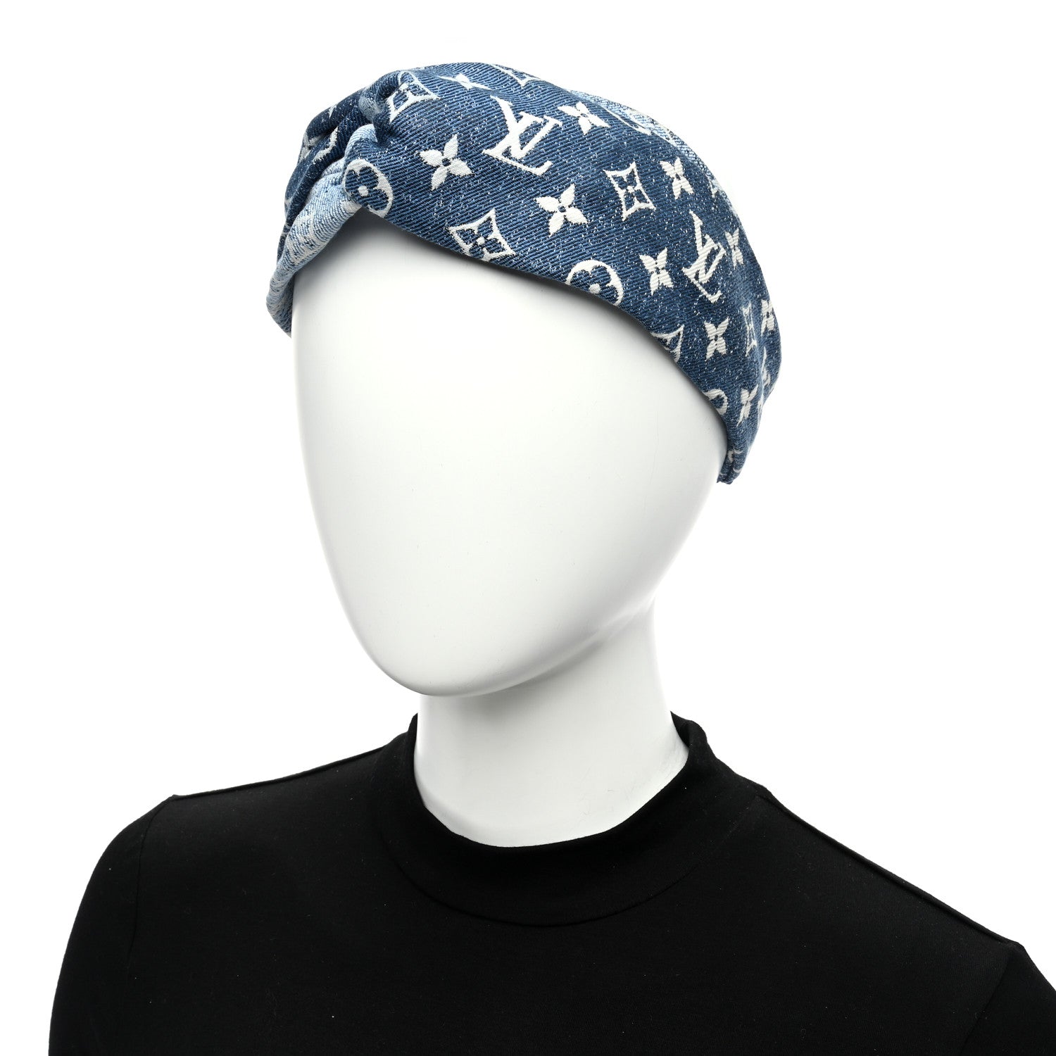 Louis Vuitton Monogram Jacquard Denim Bandeau Headband Blue 2 of 4