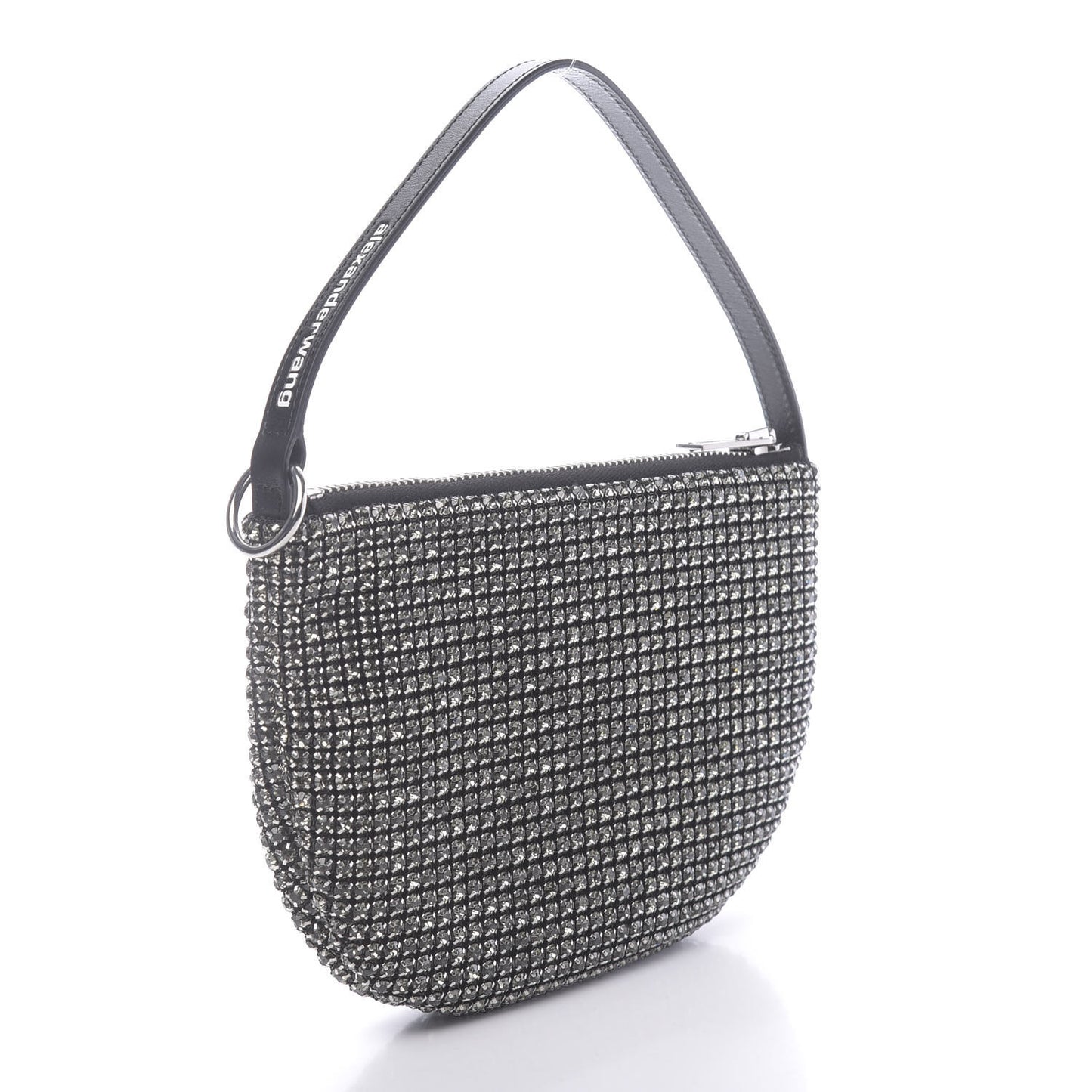 Mesh Crystal Wanglock Fortune Cookie Bag Black