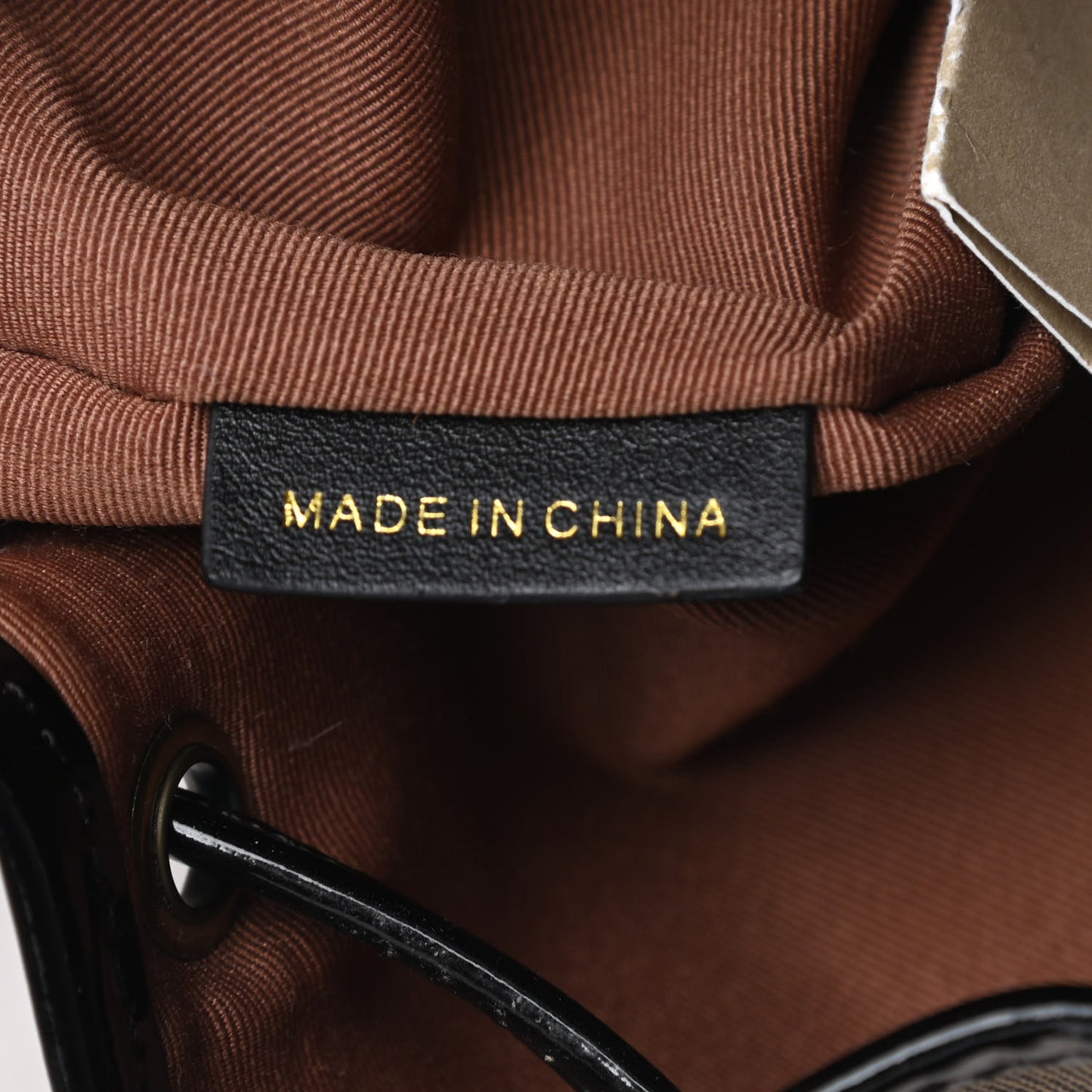 Patent Trim Nova Check Drawstring Bucket Bag Black