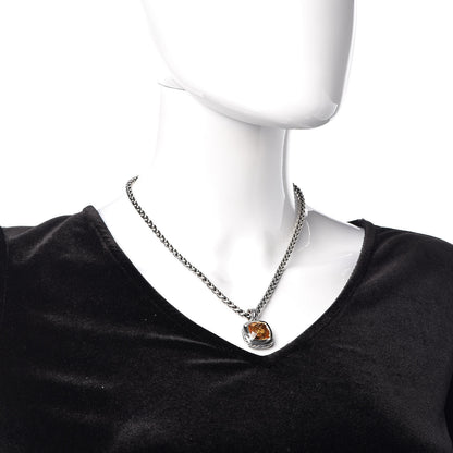 David Yurman Sterling Silver 18K Yellow Gold Citrine Albion Pendant Wheat Chain Necklace 2 of 6