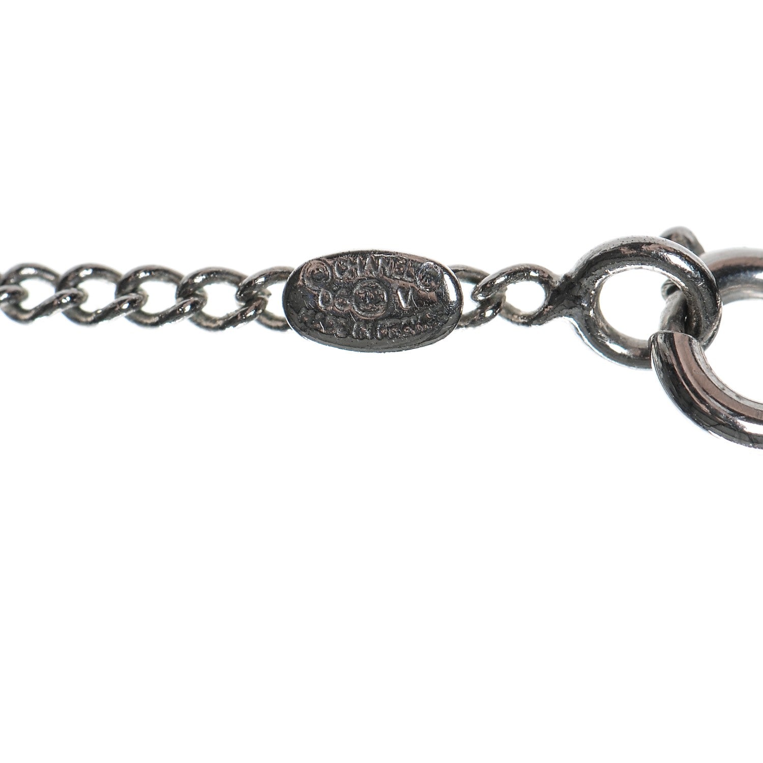 Chanel Enamel CC Necklace Silver White 6 of 6