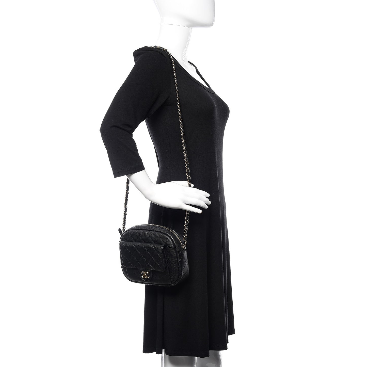 Caviar Quilted CC Day Camera Case Black