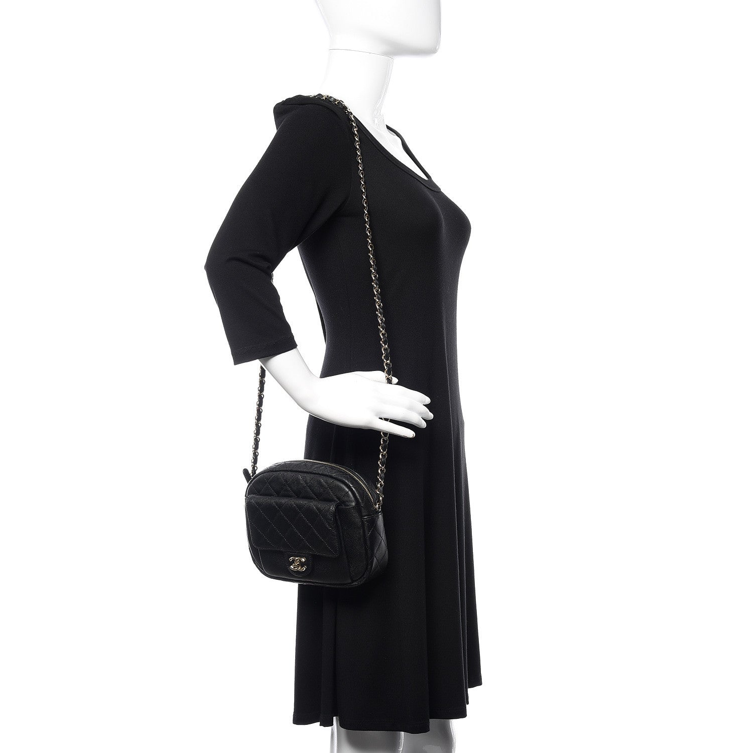 Chanel Caviar Quilted CC Day Camera Case Black 2 of 13