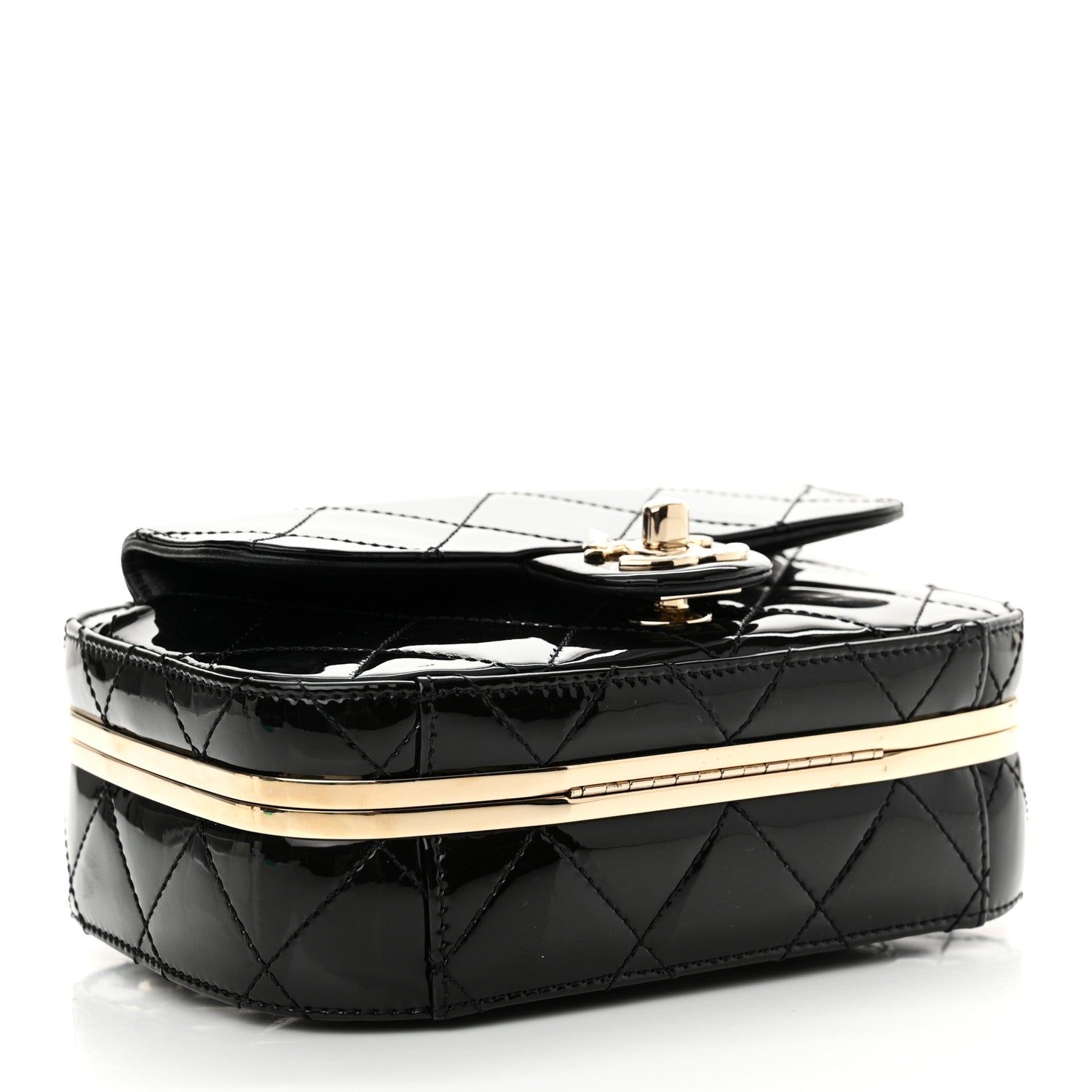 Chanel Patent Calfskin Quilted Mini Camera Case Black 4 of 11