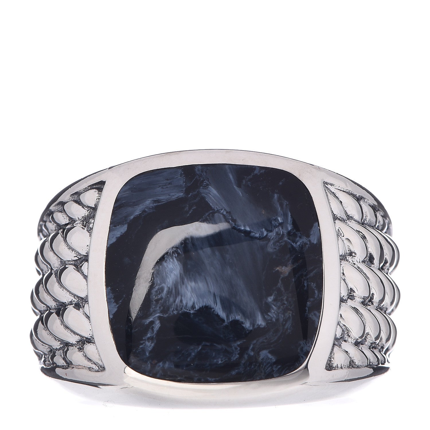 David Yurman Sterling Silver Pietersite Mens Cable Signet Ring 60 9 1 of 5