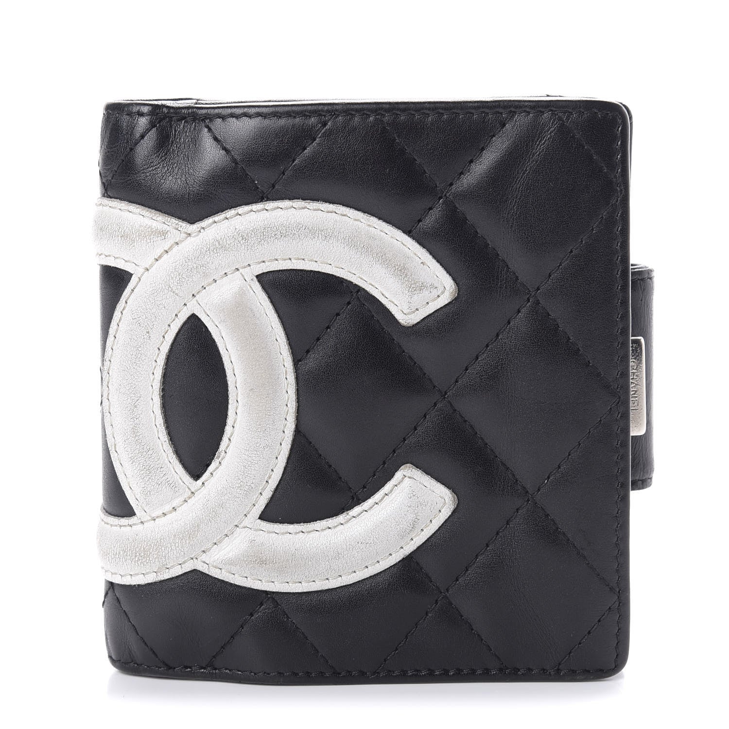 Chanel Calfskin Quilted Cambon Bi-Fold Wallet Black White 1 of 7