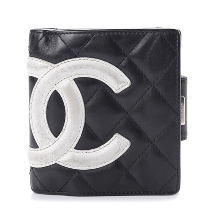 Chanel Calfskin Quilted Cambon Bi-Fold Wallet Black White 1 of 7