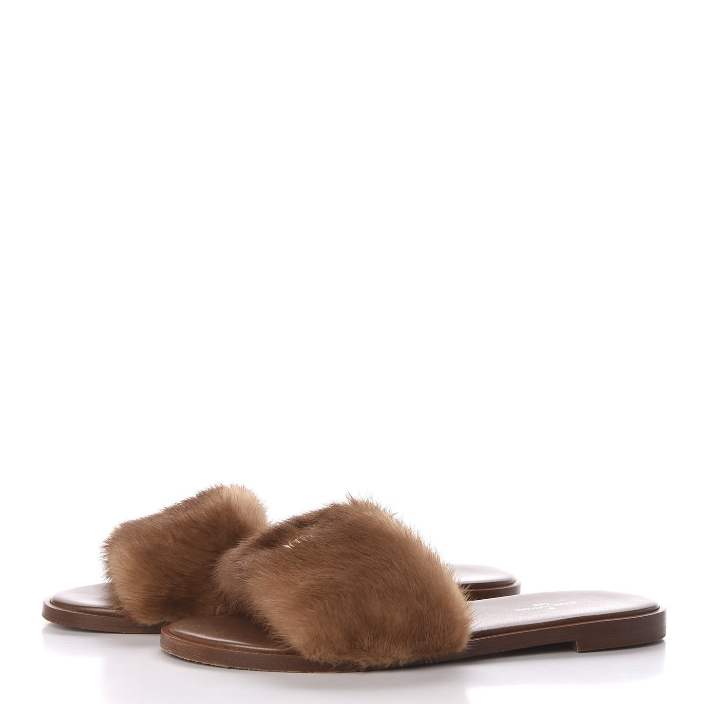 Mink Fur Lock It Flat Mule 36 Beige