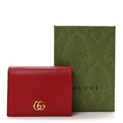 Gucci Pebbled Calfskin GG Marmont Card Case Hibiscus Red 9 of 9