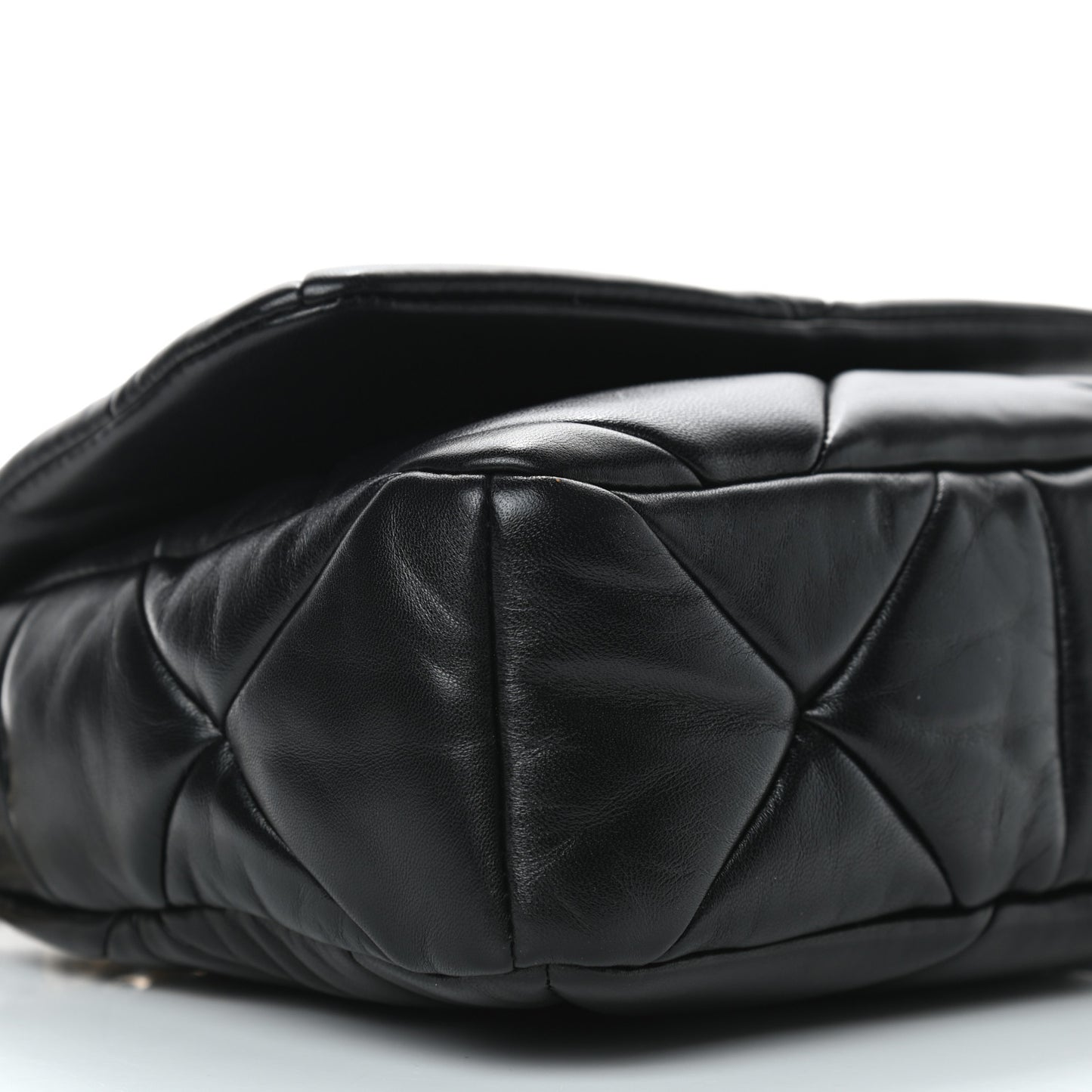 Nappa Re-Nylon Triangle Quilted Patchwork System Flap Shoulder Bag Black