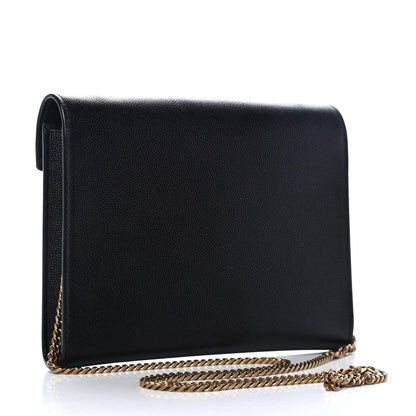 Saint Laurent Grain De Poudre Monogram Cassandra Chain Wallet Black 2 of 4