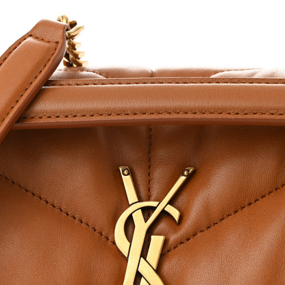 Saint Laurent Lambskin Quilted Small Loulou Puffer Monogram Chain Satchel Dark Honey 8 of 11