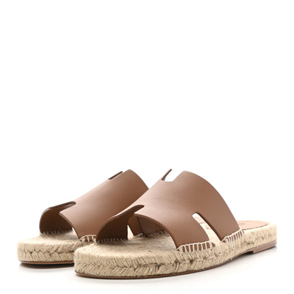 Hermes Calfskin Antigua Espadrille Sandals 39 Naturel Safari 3 of 9