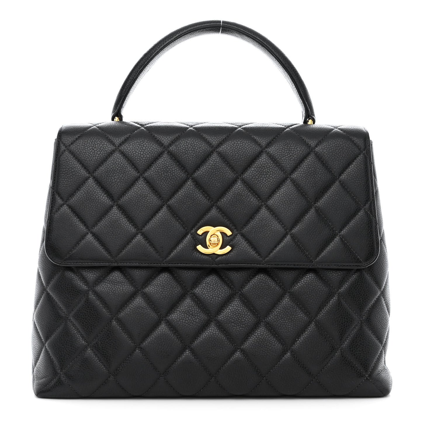 Caviar Quilted Jumbo Kelly Flap Black