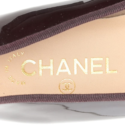 Chanel Patent Calfskin CC Cap Toe Ballerina Flats 38.5 Burgundy 7 of 8