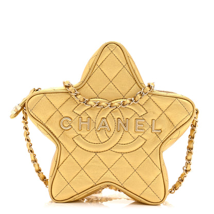 Chanel Metallic Lambskin Quilted Walk Of Fame Star Bag Gold 1 of 10