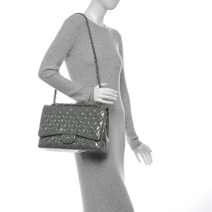 Chanel Patent Quilted Maxi Single Flap Grey 2 of 7