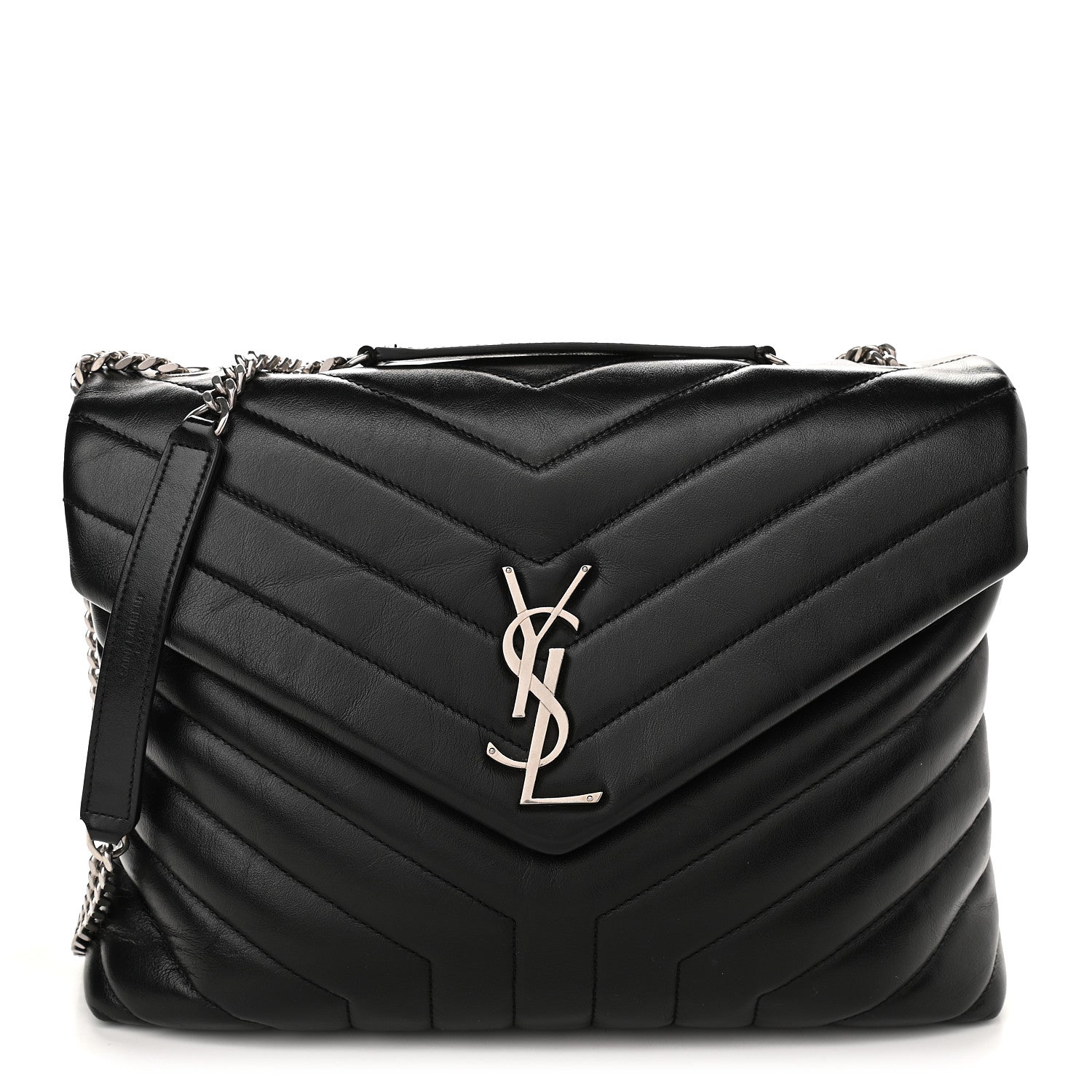 Saint Laurent Calfskin Y Quilted Monogram Medium Loulou Chain Satchel Black 1 of 13
