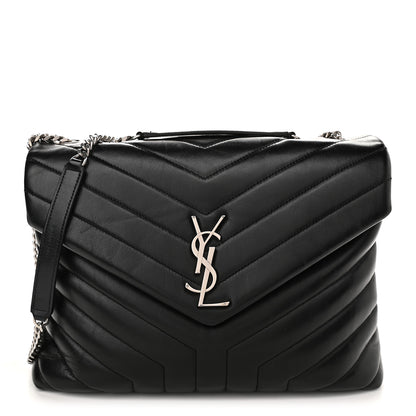 Saint Laurent Calfskin Y Quilted Monogram Medium Loulou Chain Satchel Black 1 of 13