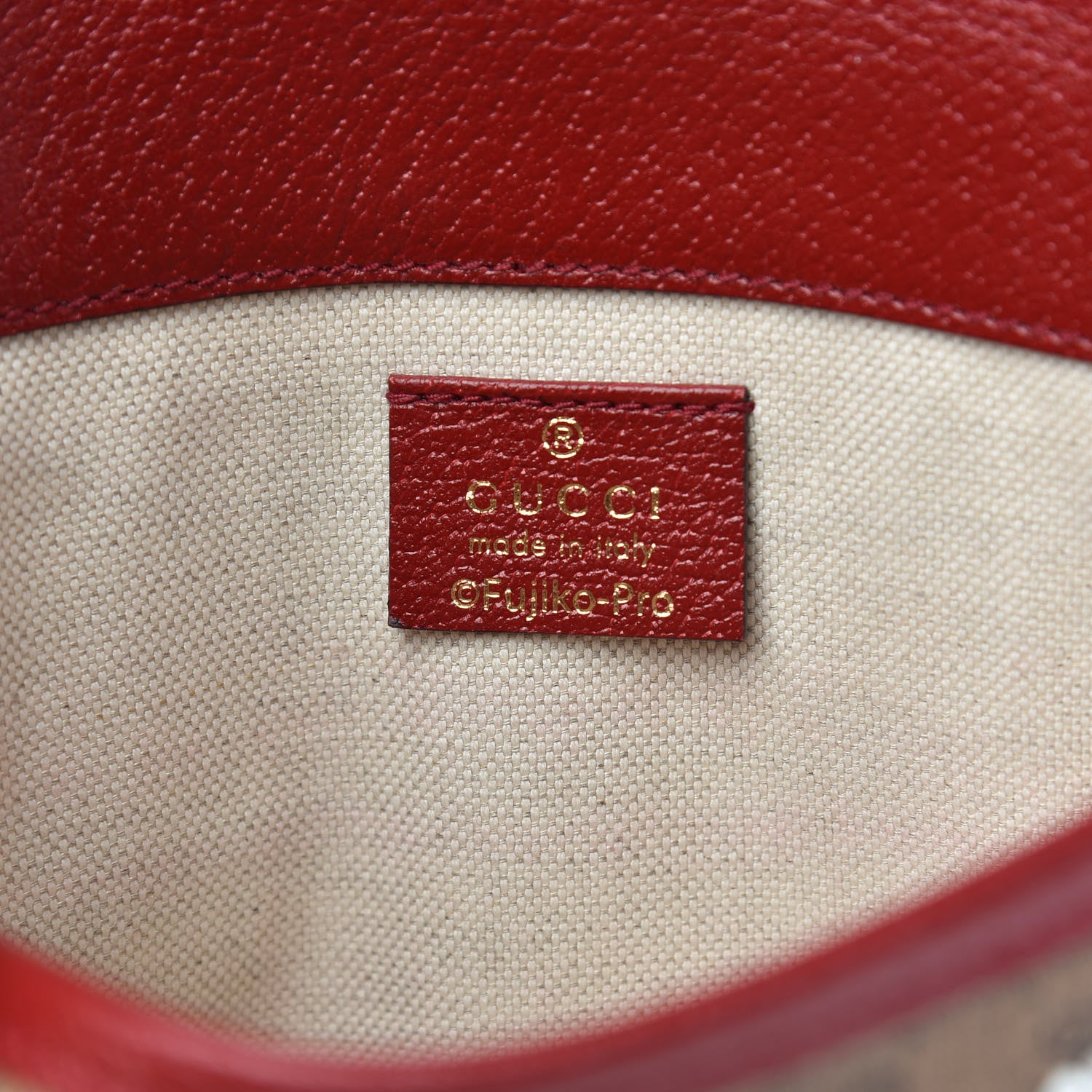 Gucci X DORAEMON Mini Vintage GG Supreme Monogram Web Slim Belt Bag Beige Cherry Red 6 of 9