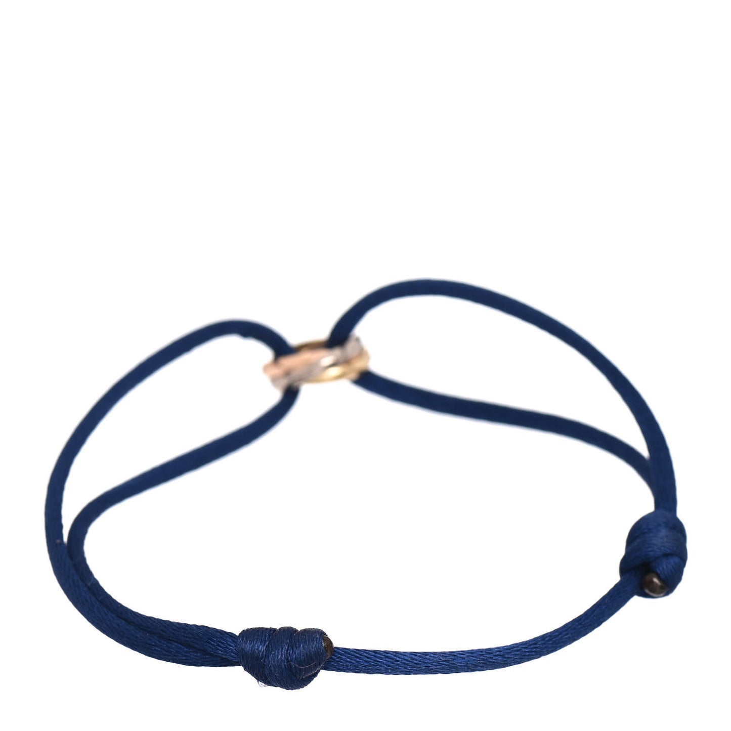 18K Pink Yellow White Gold Trinity Adjustable Cord Bracelet Blue