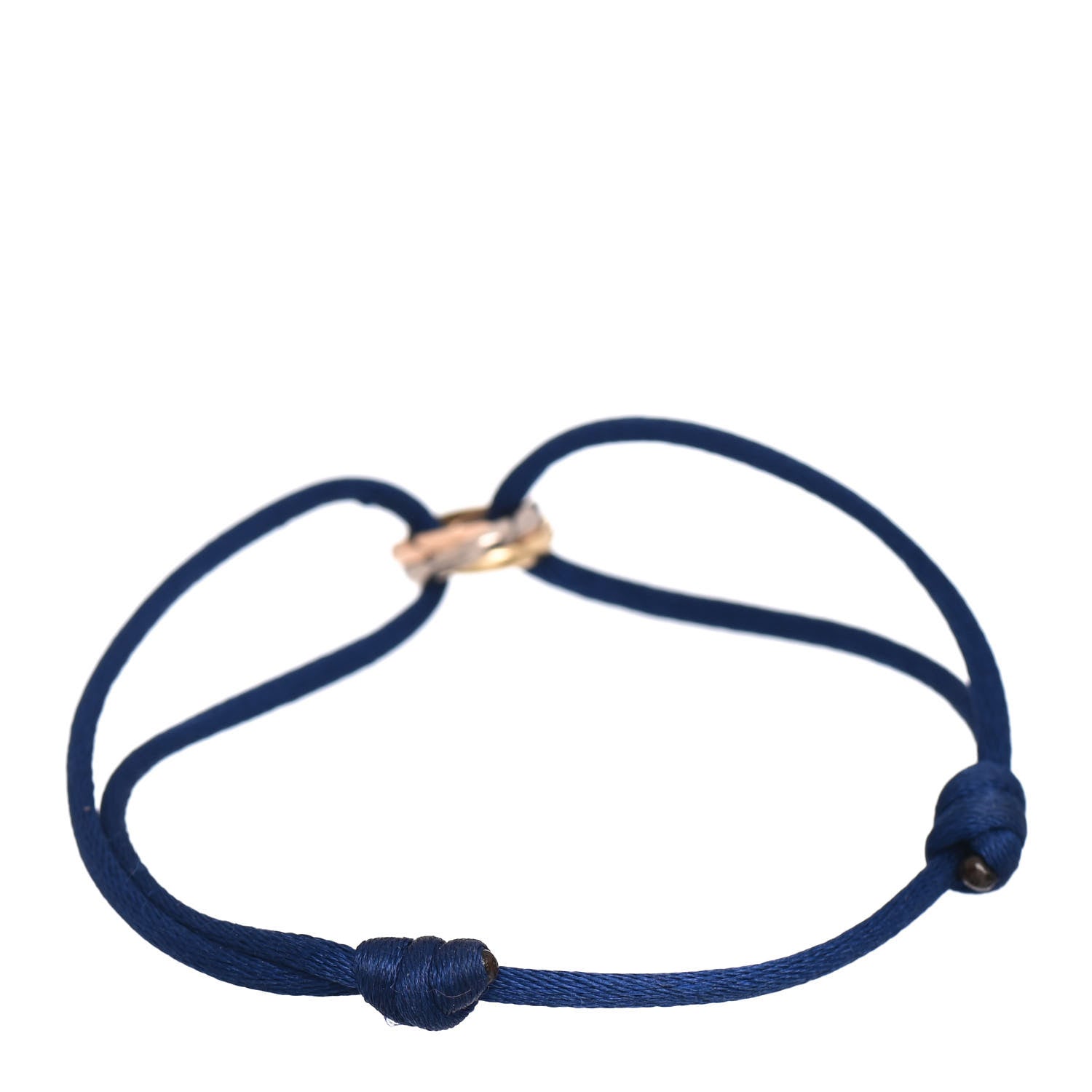 Cartier 18K Pink Yellow White Gold Trinity Adjustable Cord Bracelet Blue 3 of 4
