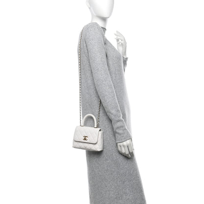 Chanel Caviar Quilted Coco Handle Clutch With Chain White 2 of 10