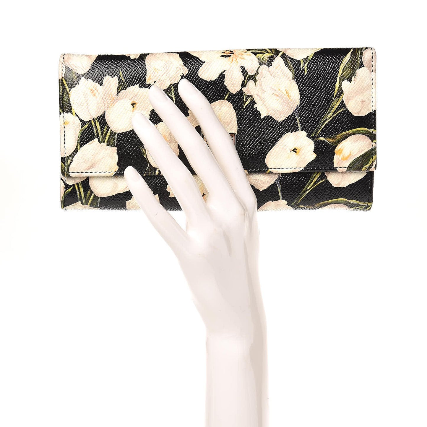 Dauphine Tulip Print Continental Wallet Black